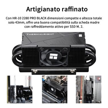 Радіатор охолодження SSD TR HR10 2280 PRO Black з тепловими трубами та вентилятором PWM