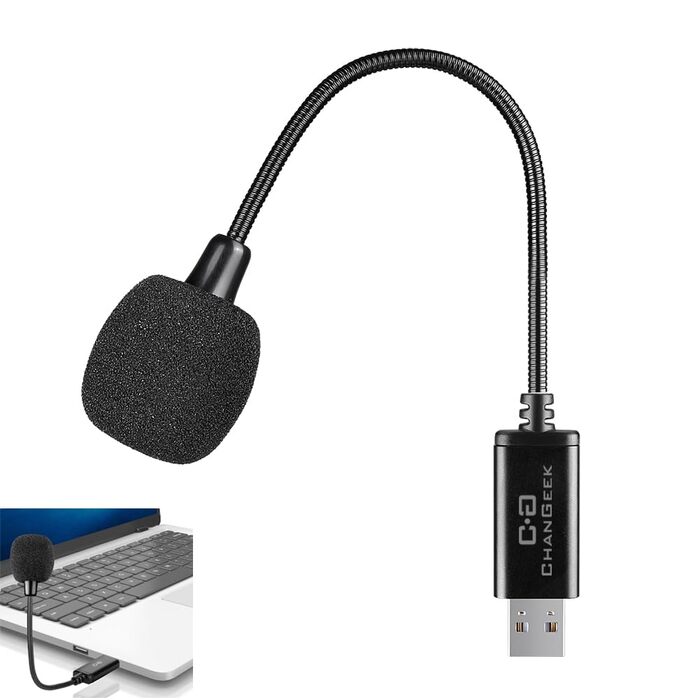 Мікрофон USB зі схваним шийкою для ноутбука/ПК, з USB-звуковою картою, сумісний з Mac, Plug & Play, ідеальний конденсаторний мікрофон для віддаленої роботи та онлайн-курсів