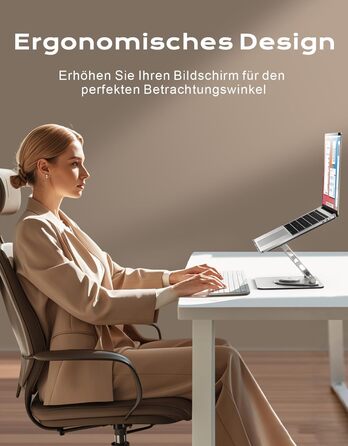 Регульована підставка для ноутбука 360° - ергономічна, до 16 дюймів, сумісна з MacBook Air/Pro