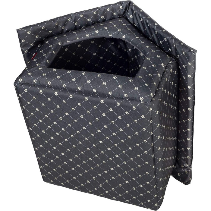 Чорний лежак для собак та котів XL (44x55x43 см) з принтом лапок | Лежанка для великих та середніх собак | Будка для котів та собак