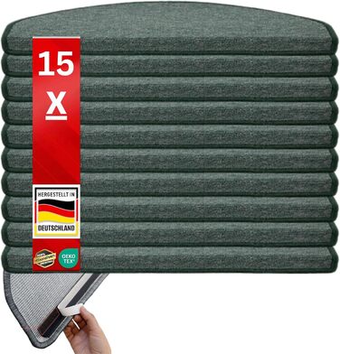 Килимок на сходи ETM Original, набір 15 шт., 20 кольорів та 20 моделей, 23,5 x 65 см (Бежевий, Лондон-зелений)