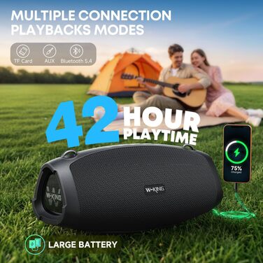 W-KING Bluetooth колонка 120W: Водонепроникна портативна колонка для вечірок з глибоким басом, TF/AUX/EQ, до 42 годин