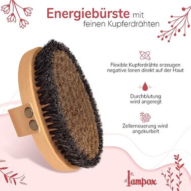 Body brush with fine copper wires, copper brush, dry brush, bath brush, energy brush with copper