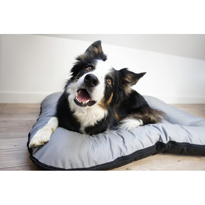 Ліжко для собак середніх порід 4L Textil KLEO, 90x70 см, водонепроникне, з блискавкою, темно-зелене/сіре