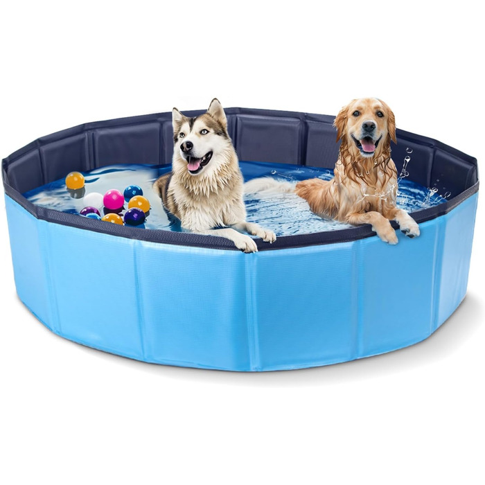 Nobleza Hundepool for Large & Small Dogs, Foldable Dog Wading Pool, Stable Dog Bathtub, Swimming Pool for Cats, 80 * 20cm, S, (180*30cm, Blue)