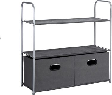 Amazon Basics Closet Organization System with THREE Fabric Shelves and Two Collapsible Top-Open Containers, 32.7