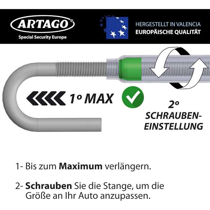 Блокіратор керма ARTAGO 871A/B EASY HOOK, універсальний, протиугінний, для керма та педалі авто, чорний/жовтий
