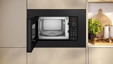 Вбудована мікрохвильова піч NEFF HLAWG26S3, 50 см, без гриля, автоматичні програми, Easy Clean, LED-дисплей, чорний колір