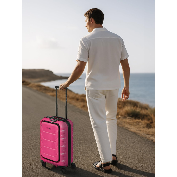 Набір валіз SMARTBOX Hartschalen 3 шт. з розширенням 3 см, з TSA-замком, з відділенням для ноутбука (Рожевий, S (55 см))