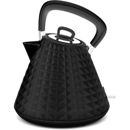 Eldom VENO Retro Kettle - 1.5L Capacity, 3000W Fast Boil, Vintage Design with Grid Pattern, Removable Scale Filter - White/Black Delux