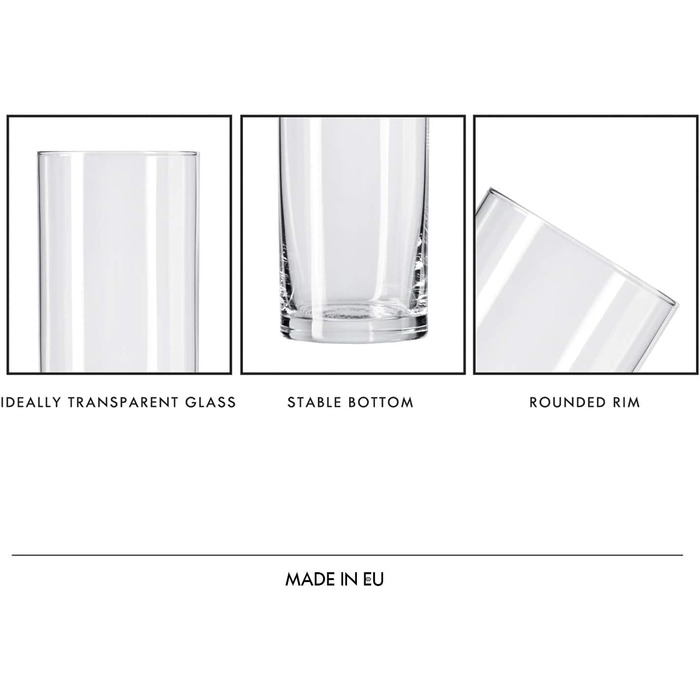Krosno Beverages Glass Water Glasses | 12-Piece Set | 200 ml | Pure Collection | Perfect for Home, Restaurants, and Parties and Events | Dishwasher Safe