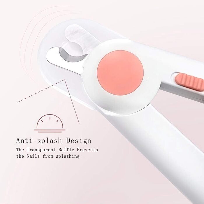 Набір для стрижки кігтів собак і котів Profi з підсвічуванням та захистом від бризок, рожевий