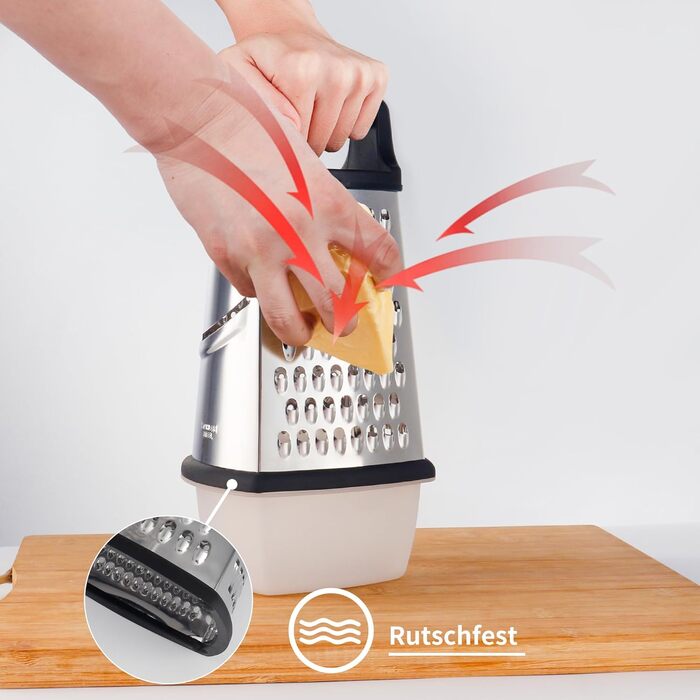 Терка кухонна YC Kitchen 4-стороння з нержавіючої сталі для овочів та сиру, велика терка-овочерізка