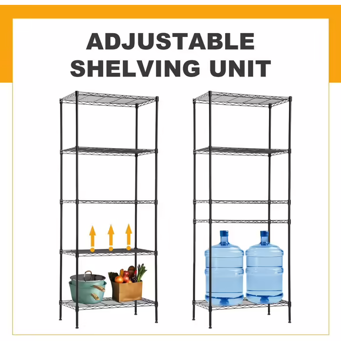 BestOffice 5-Tier Chrome Wire Shelving Unit