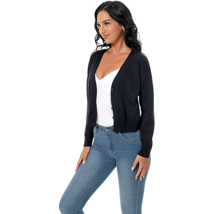 Чорний кардиган з довгим рукавом для жінок Satuun, V-подібний виріз, на ґудзиках, болеро, розмір XXL