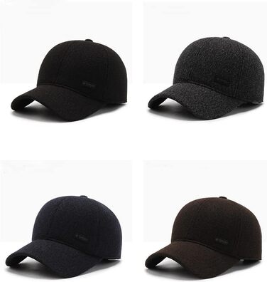 Кепка YAMEE для чоловіків, зимова бейсболка з відкидним навушником, тепла шапка-кепка, чорний (2074)