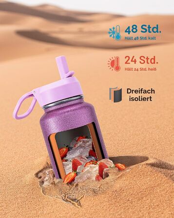 Термофляга Coolflask 946 мл з трубою та 3 кришками, вакуумна пляшка для води з нержавіючої сталі для спорту та подорожей, Glitter Pink