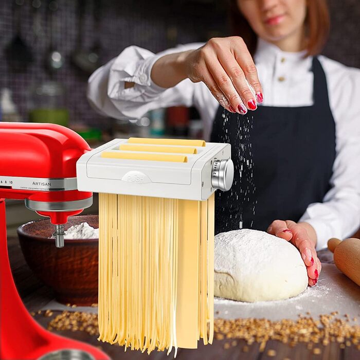 Набір насадок для пасти 3 в 1 для KitchenAid Artisan: ролик для тіста, різак для спагеті, різак для фетучині, сушарка для макаронів (без міксера, лише аксесуари)