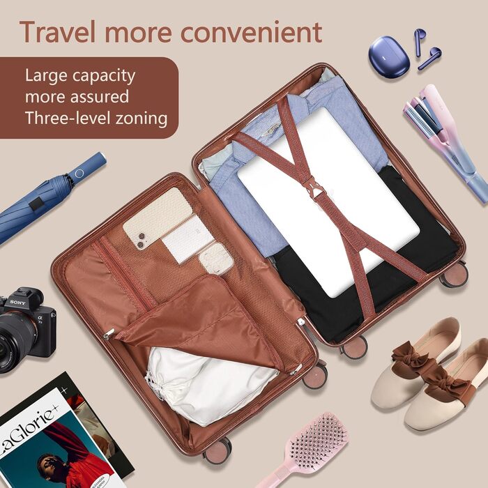 Жорсткий валіза ручної огляду з 4 колесами-спіннерами, TSA-замок, легкий, для подорожей