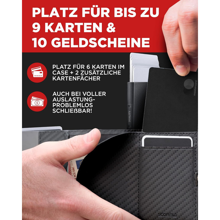 SF SCOFIELD Duality Airtag Wallet with Coin Pocket | Wallet for 8-10 Cards | Men's Wallet with RFID Protection | Slim Wallet | Smart Wallet | Card Holder with Air Tag Compartment | Bifold Wallet