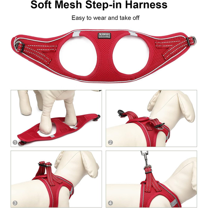 Нашийник для собак з повідком Anti-Pull, світловідбиваючий, для маленьких собак, кошенят, тварин (Червоний, S)