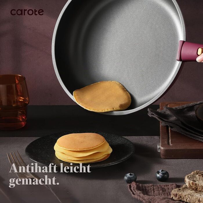 Набір посуду та сковорідок CAROTE Gold, 19 предметів, антипригарне покриття, зі знімною ручкою, для індукційних плит та духовки