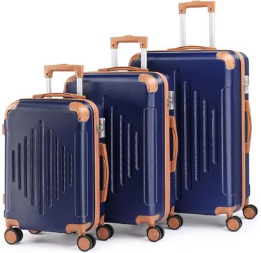 Набір валіз LEADZM 3 шт. з захистом кутів, ABS, телескопічний ручка, ручна поклажа, контрастне кольорове рішення (кремово-білий)