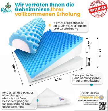 Подушка-валик Ritalia® з роликом для шиї, розмір 60x60x30 см. Підтримка спини, колін, ніг, для дивану та крісла. X-Large