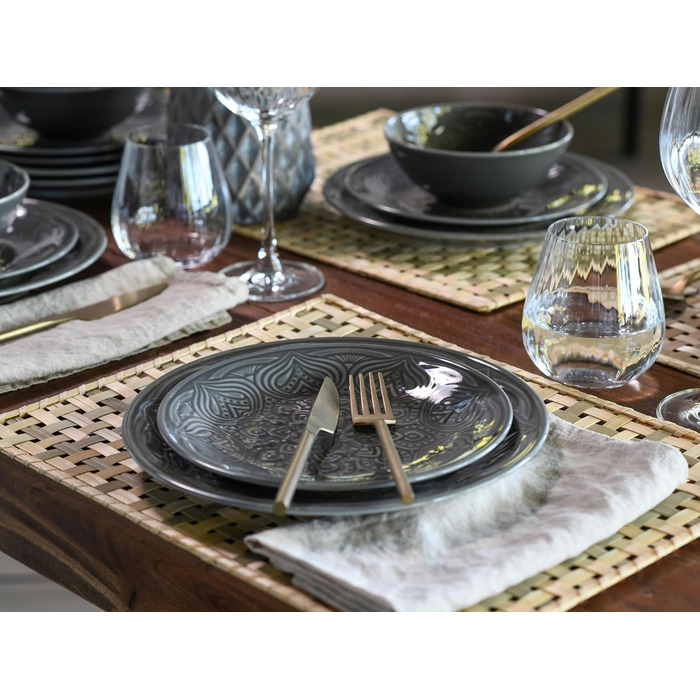 Набір посуду CreaTable Serie Orient Mandala 18 предметів, порцеляновий, для мікрохвильової печі та посудомийної машини, виготовлено в Європі