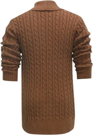 Кардиган чоловічий в'язаний з ґудзиками - зимовий кардиган для чоловіків, теплий світшот, куртка з косими візерунками, грубий в'язаний пуловер, стильний чоловічий кардиган, жакет для осені (01 Коричневий, XL)