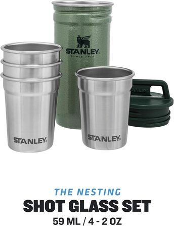 Набір келихів для шотів STANLEY Adventure Nesting 59 мл, зелений (Hammertone) - нержавіюча сталь, без BPA, компактні, для подорожів