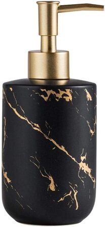 Набір аксесуарів для ванної кімнати FülleMore з кераміки, люкс, мармурова текстура, 3 шт. (дозатор для мила, мильниця, стаканчик для зубної пасти, чорний)