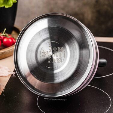 Чайник Kinghoff 1.8L з нержавіючої сталі з свистком, для індукційних плит, рожевий