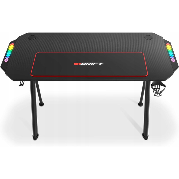 Ігровий стіл 120x60x75 RGB, карбонова стільниця, килимок 80x30 — комплект для геймера