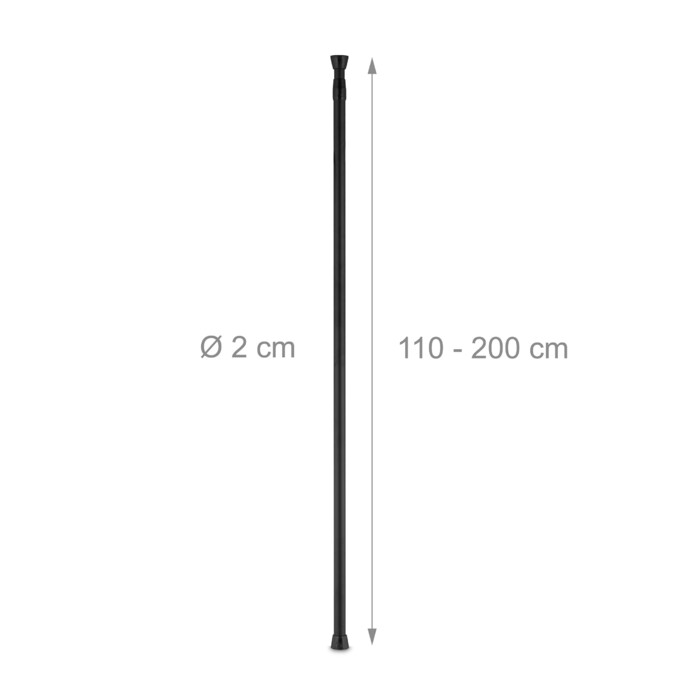 Black Extendable Telescopic Pole - Stainless Steel