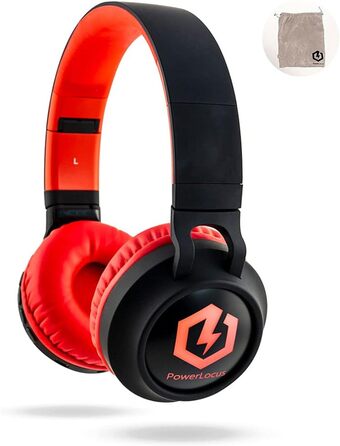 Дитячі навушники PowerLocus Bluetooth Over-Ear з обмеженням гучності 85dB, LED-підсвічуванням, складні, HD Stereo, з мікрофоном для телефону, планшета, ПК, TV (Червоний)