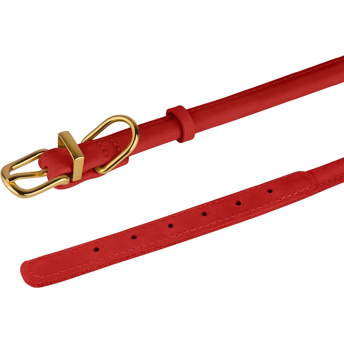 Шкіряний нашийник для собак BRONZEDOG з QR-ID міткою, регульований, м'який, круглий, для малих, середніх та великих собак, цуценят, котів (28-36 см), Класичний Червоний, 40-48 см