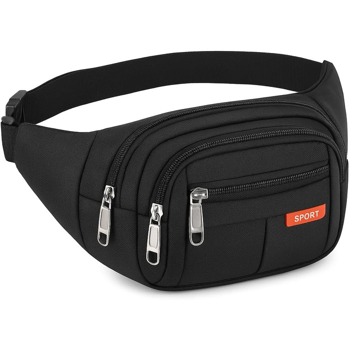 Гребельна сумка GraceTop для спорту та активного відпочинку. Чорна сумка на пояс з 4 кишенями на блискавці та регульованим ремінцем. Підходить для бігу, їзди на велосипеді, походів та кемпінгу. Водонепроникна.