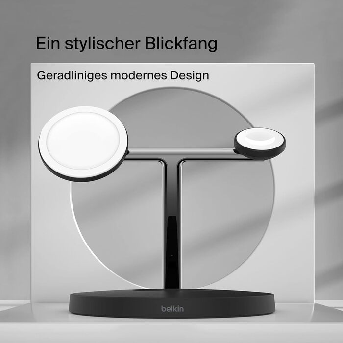 Belkin MagSafe 3-в-1 Бездротова Зарядка: Швидка Зарядка для iPhone, Apple Watch та AirPods (15W) - Чорний
