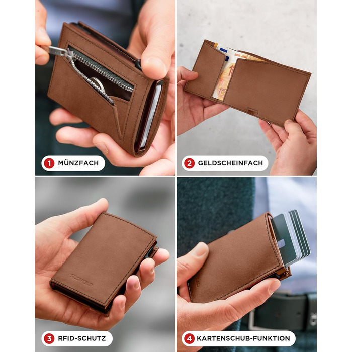 SF SCOFIELD Duality Magflip Premium Slim Wallet with Coin Pocket | Card Holder with Coin Pocket for 9-10 Cards | Card Wallet | Men's Wallet | RFID Protection | Credit Card Holder | Smart Wallet