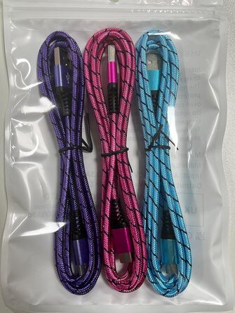 Кабель USB Type-C, 3 шт. [3M+2M+1M] для Samsung, Huawei, Xiaomi. Швидка зарядка, передача даних, нейлон