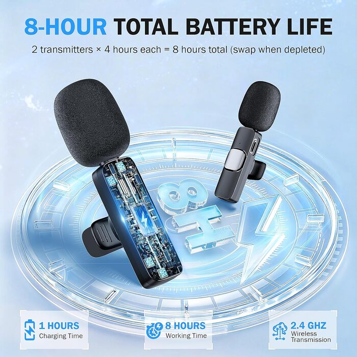 Беспроводной петличный микрофон для телефона/iPhone/iPad/камеры, Mini-микрофон для стриминга, подавление шума, Plug & Play, идеален для видеосъемок, подкастов, YouTube, TikTok & интервью (K9)