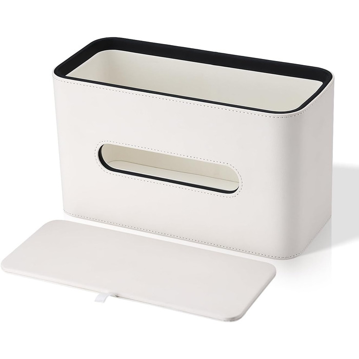 Скріпка для серветок GORESE, шкіряна, квадратна, біла (25.5 x 15 x 10.3 см)