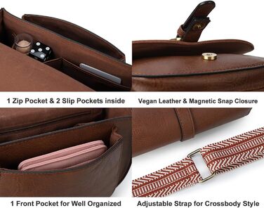 Сумка жіноча AFKOMST через плече з PU шкіри, коричнева хвиля. Регульований знімний ремінець.