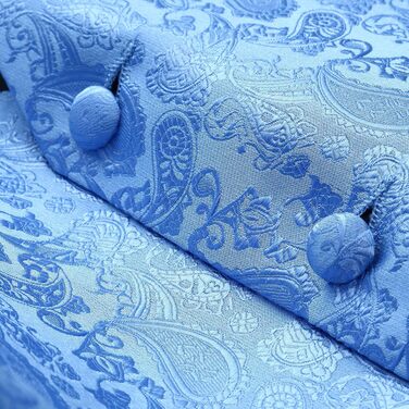 Чоловічий жилет для костюма Enlision Paisley блакитний XXL + краватка та хустинка до костюма на весілля та вечірку