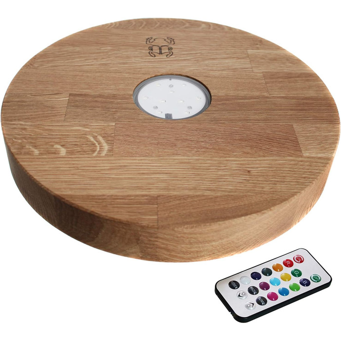 Kaya Shisha LED Coaster, with LED and Remote Control, Hookah Accessories (Ø 22cm) (Oak, 30cm)
