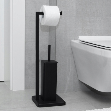 Тримач для туалетного паперу з підставкою для йоржика, чорний лофт, YOKA