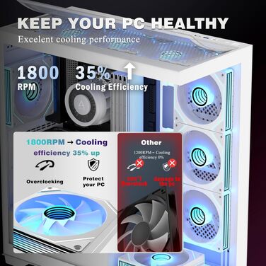 Ігровий корпус для ПК ANSAITE ATX Mid-Tower, 6 ARGB PWM вентиляторів, панорамне загартоване скло, підтримка радіатора 360мм, USB Type-C, Чорний