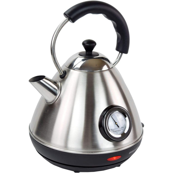 Електрочайник Syntrox Germany WK-2200W-1.7T, 2200 Вт, 1,7 л, нержавіюча сталь, бездротовий, з термометром, 360° поворот, чайник для води та чаю