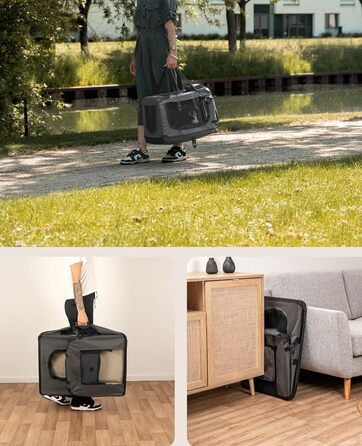 Транспортна переноска для собак та котів Lionto, складана, 50x34x36 см, сіра